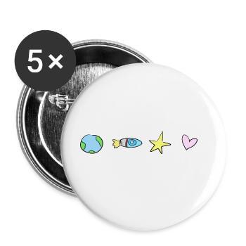 symboles formes voyage spatial fusée terrestre - Lot de 5 grands badges (56 mm) - blanc - Devant