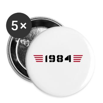 Année de naissance Né en 1984 - Fabriqué en 1984 - Lot de 5 grands badges (56 mm) - blanc - Devant
