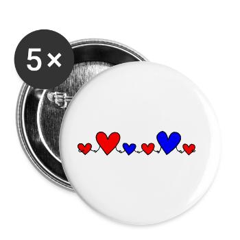 Family 4 Children Parents 1 Son 3 Daughters Hearts - Buttons large 2.2''/56 mm (5-pack) - white - Front