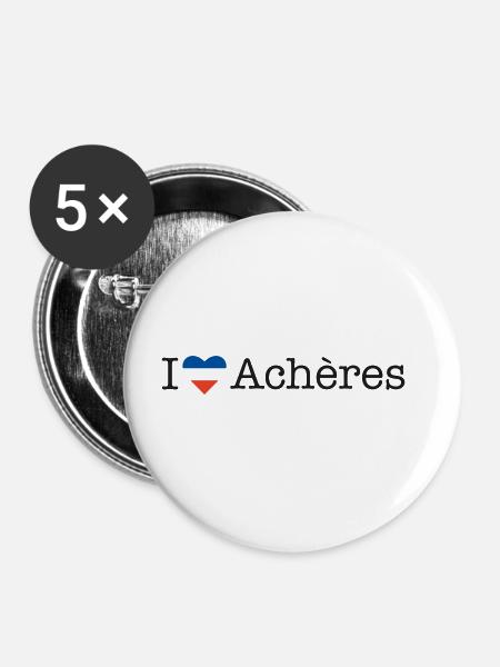 I love Achères - Buttons groß 56 mm (5er Pack) - Weiß