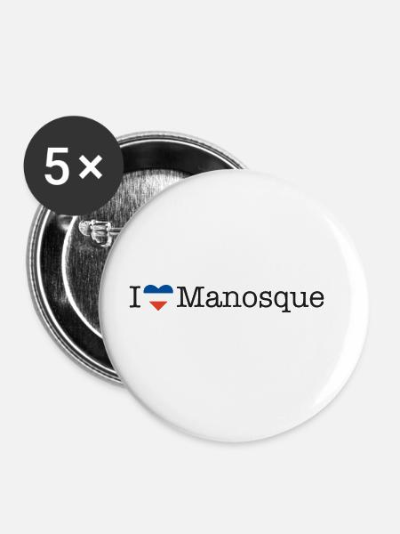 I love Manosque - Buttons groß 56 mm (5er Pack) - Weiß