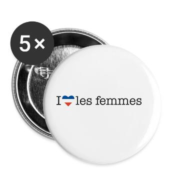 I love les femmes - Buttons groß 56 mm (5er Pack) - Weiß - Vorne