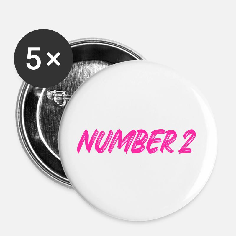 Number 2 - two - second - second - 2 - number 2 - Buttons large 2.2''/56 mm (5-pack) - white