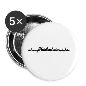 Der Herzschlag für Heidenheim - Buttons groß 56 mm (5er Pack) - Weiß - Vorne