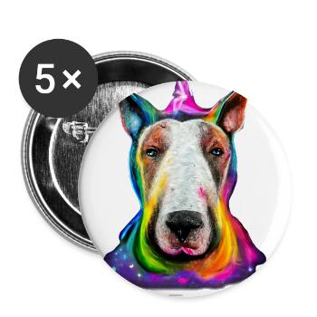 Bull Terrier Design in Color - Buttons large 2.2''/56 mm (5-pack) - white - Front