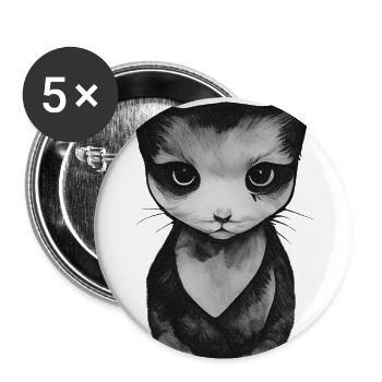Punk Katze Goth Emotional Minimal Zeichnung - Buttons groß 56 mm (5er Pack) - Weiß - Vorne