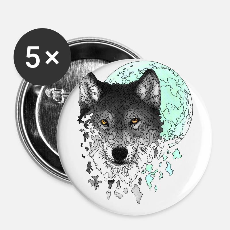 wolf - Buttons large 2.2''/56 mm (5-pack) - white