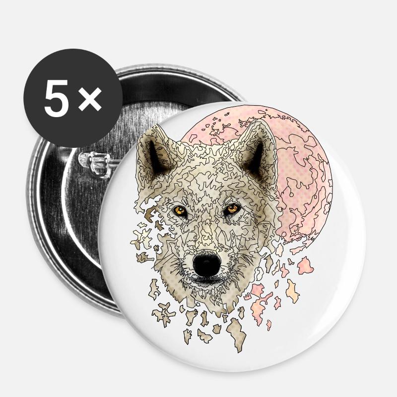 Wolf white - Buttons large 2.2''/56 mm (5-pack) - white