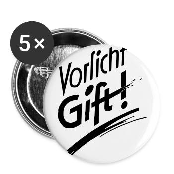 Vorsicht Gift - Buttons groß 56 mm (5er Pack) - Weiß - Vorne