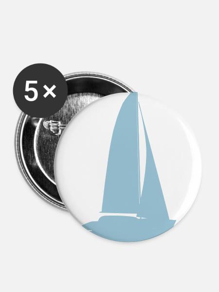 blaues Boot - Buttons groß 56 mm (5er Pack) - Weiß