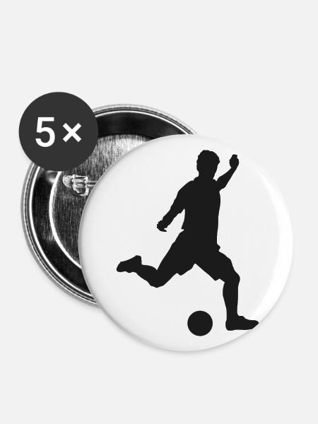 fussballspieler - Buttons groß 56 mm (5er Pack) - Weiß