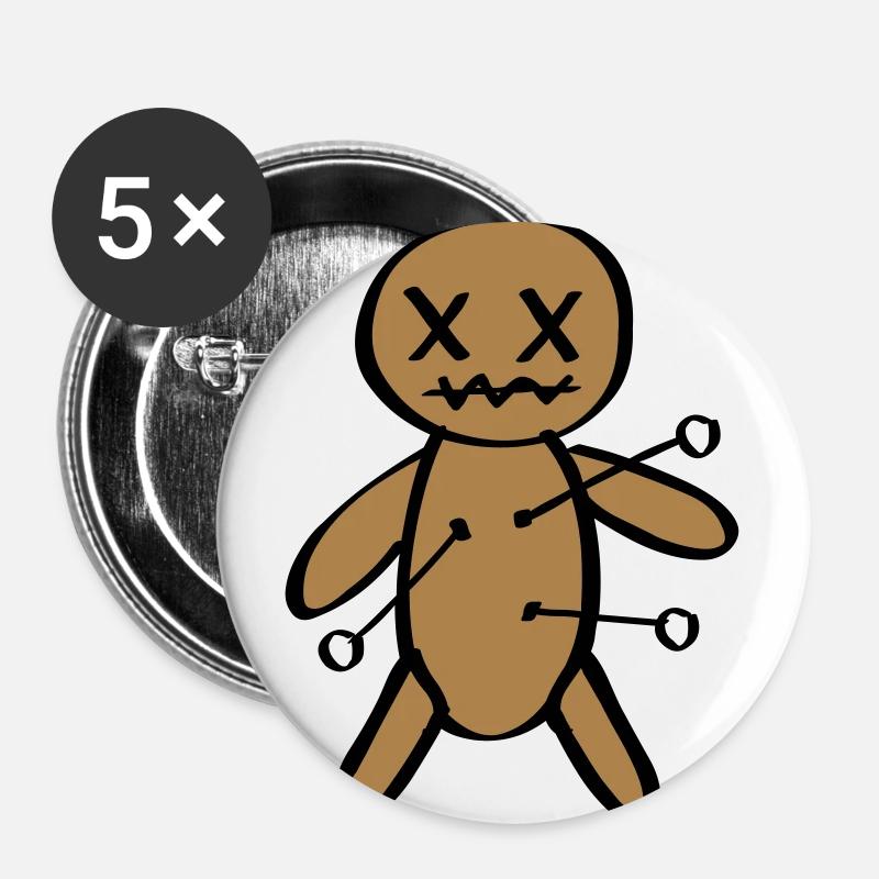 Voodoo Doll Halloween - Buttons large 2.2''/56 mm (5-pack) - white