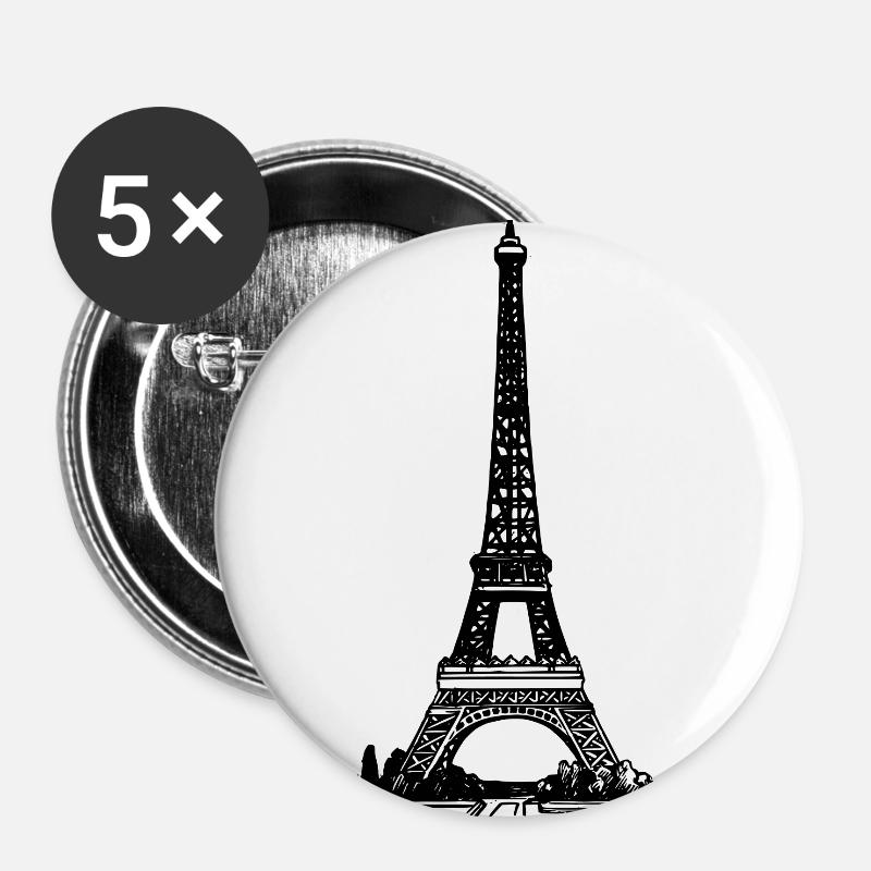 Eiffel tower - Buttons large 2.2''/56 mm (5-pack) - white