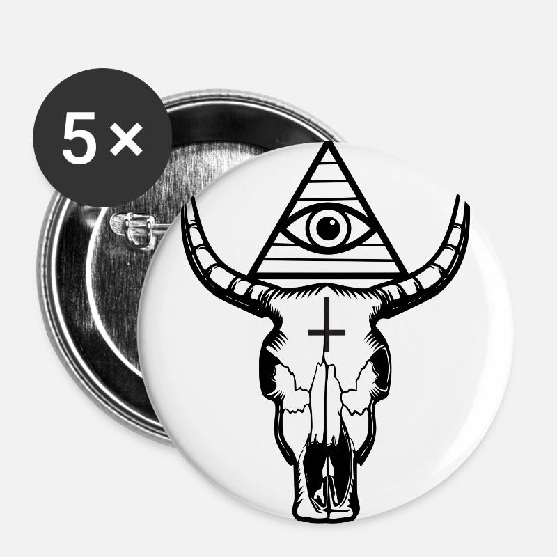 Ram skull - Buttons large 2.2''/56 mm (5-pack) - white