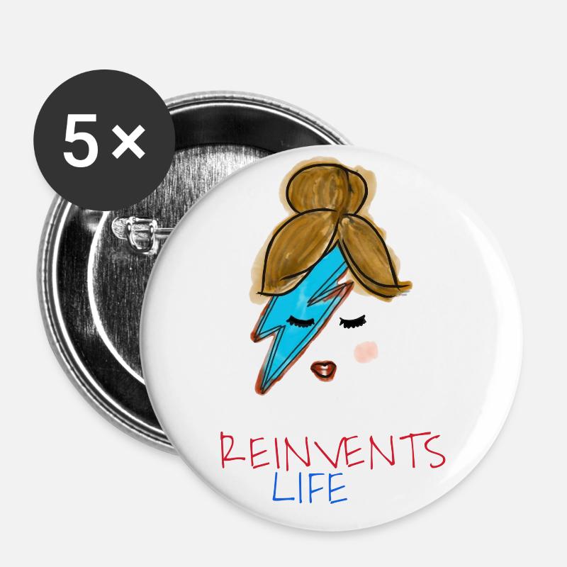 Reinvents life - Buttons large 2.2''/56 mm (5-pack) - white