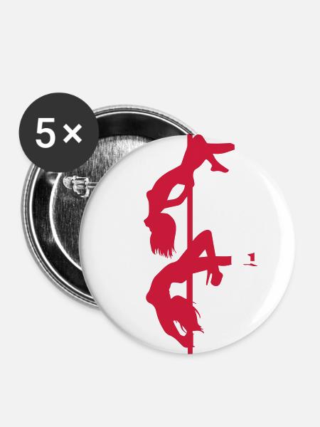 Pole Dance - Buttons groß 56 mm (5er Pack) - Weiß