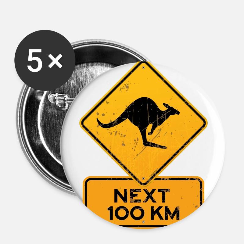 australia road sign kangoo - Buttons large 2.2''/56 mm (5-pack) - white