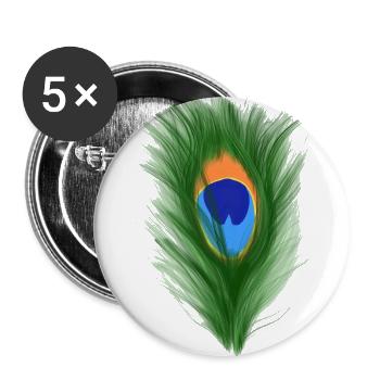 Pfauenauge - Buttons groß 56 mm (5er Pack) - Weiß - Vorne