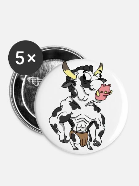Kuh Stier - Buttons groß 56 mm (5er Pack) - Weiß