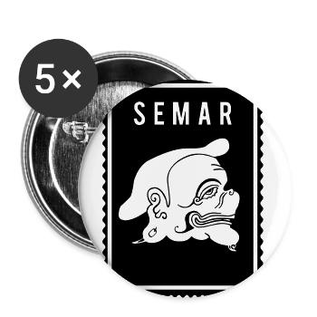Semar - Wayang - Buttons groß 56 mm (5er Pack) - Weiß - Vorne