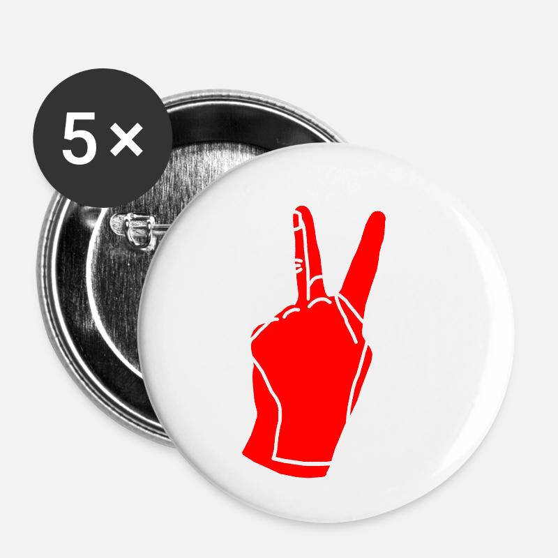 peace red - Buttons large 2.2''/56 mm (5-pack) - white