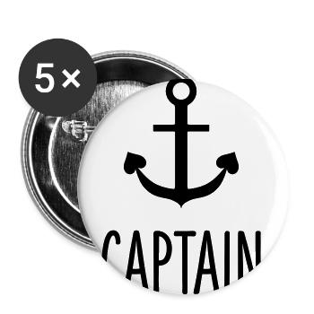équipage - Capitaine équipage de voile équipage - Lot de 5 grands badges (56 mm) - blanc - Devant