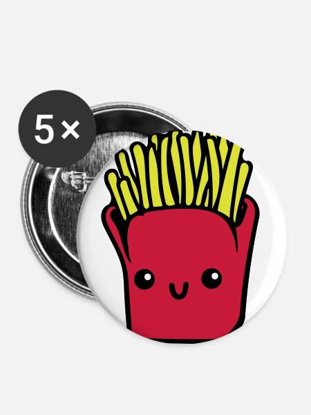 French fries - Buttons large 2.2''/56 mm (5-pack) - white
