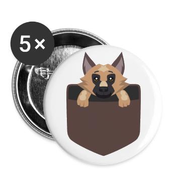 German shepherd in pocket puppy sweet present - Buttons large 2.2''/56 mm (5-pack) - white - Front