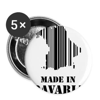 Made in Bavaria Barcode Karte Geschenkidee - Buttons groß 56 mm (5er Pack) - Weiß - Vorne