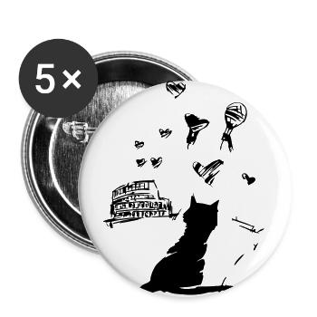 Die Katze Ugo in Rom - die Ugo Katze in Rom - Buttons groß 56 mm (5er Pack) - Weiß - Vorne
