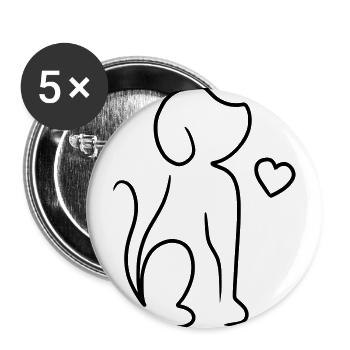 Dog drawing - Buttons large 2.2''/56 mm (5-pack) - white - Front