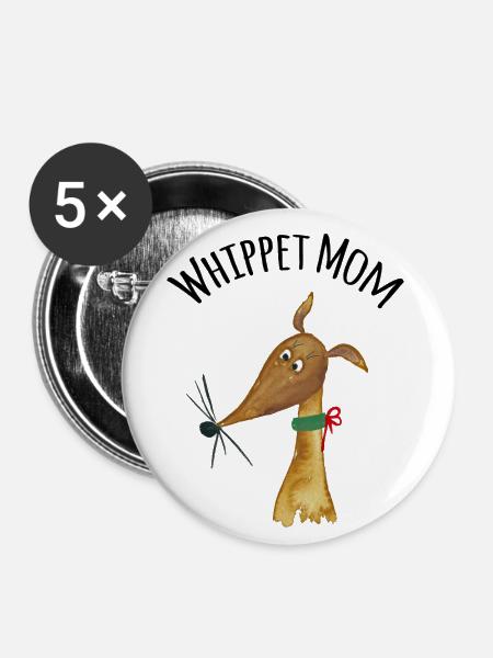 Whippet Mom fawn - Buttons groß 56 mm (5er Pack) - Weiß