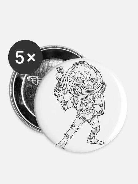 Alien - Buttons groß 56 mm (5er Pack) - Weiß