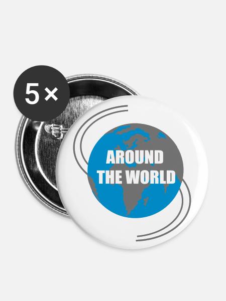 Reise - Buttons groß 56 mm (5er Pack) - Weiß