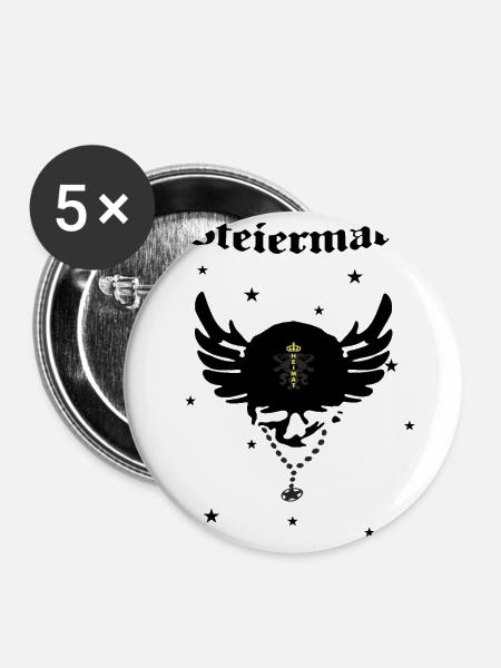 Steiermark - Buttons groß 56 mm (5er Pack) - Weiß