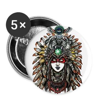 Indianer - Buttons groß 56 mm (5er Pack) - Weiß - Vorne