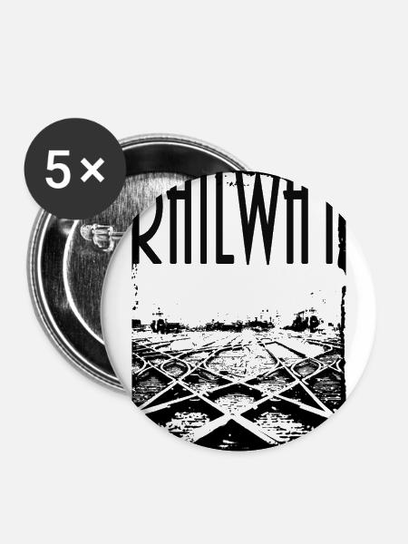 Railway (transparent) - Buttons groß 56 mm (5er Pack) - Weiß