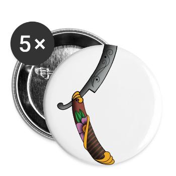 Lame de barbier - Lot de 5 grands badges (56 mm) - blanc - Devant