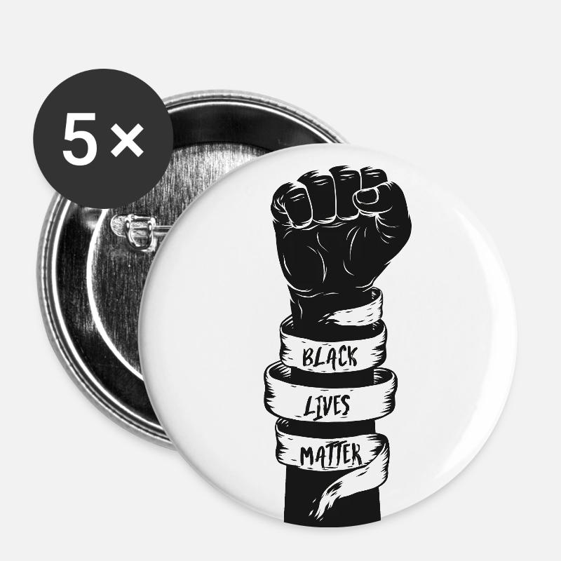 black lives matter - Buttons large 2.2''/56 mm (5-pack) - white