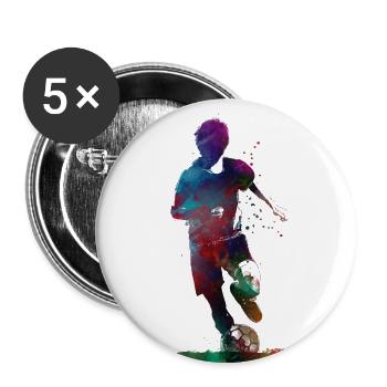 joueur de football 2 sport art - Lot de 5 grands badges (56 mm) - blanc - Devant