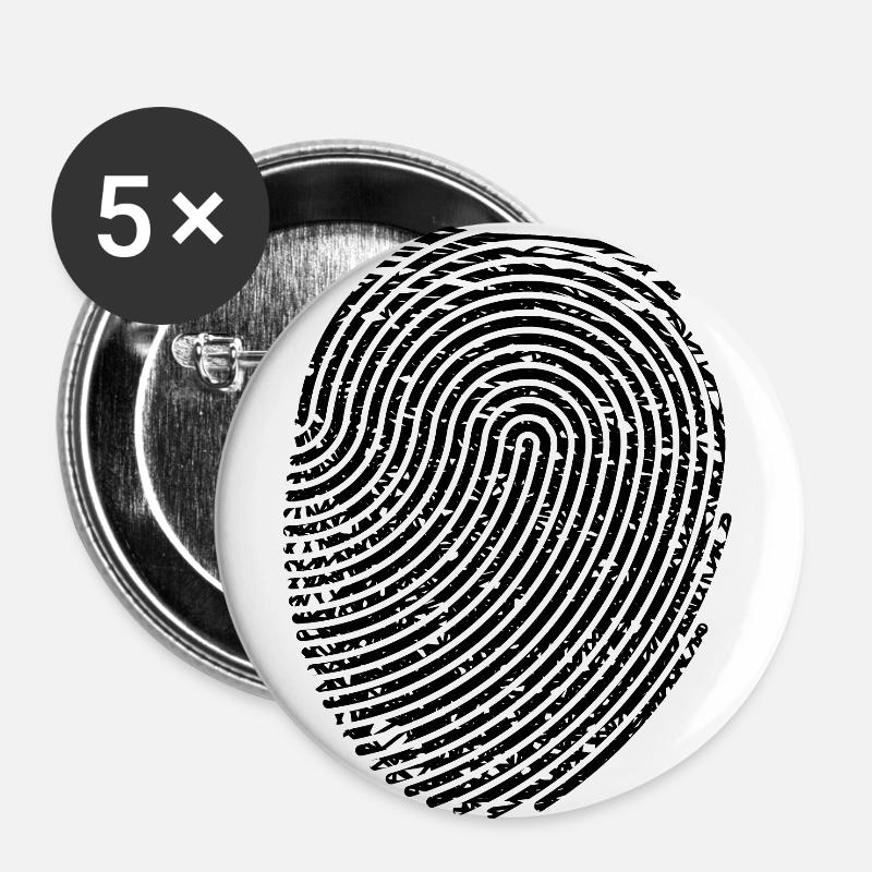 Fingerprint graphic design template - Buttons large 2.2''/56 mm (5-pack) - white