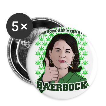 Baerbock Weed Cannabis Joint - Buttons groß 56 mm (5er Pack) - Weiß - Vorne