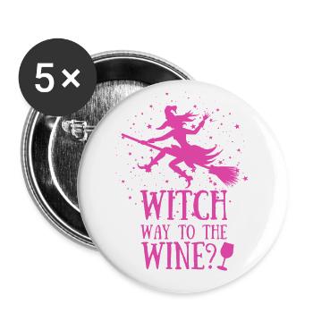 WITCH way to the Wine? - Buttons large 2.2''/56 mm (5-pack) - white - Front