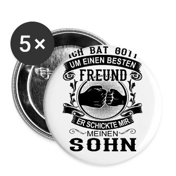 Ich bat Gott um einen besten Freund Vater & Sohn - Buttons groß 56 mm (5er Pack) - Weiß - Vorne