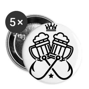 fish hook fishing beer - Buttons large 2.2''/56 mm (5-pack) - white - Front