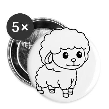 Schaf Comic Tier - Buttons groß 56 mm (5er Pack) - Weiß - Vorne