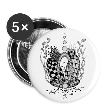 Tangle Type: Floral Design with Geometric Shape - Buttons large 2.2''/56 mm (5-pack) - white - Front