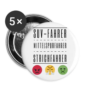 SUV-Fahrer Mittelspurfahrer Strichfahrer - Chaos! - Buttons groß 56 mm (5er Pack) - Weiß - Vorne