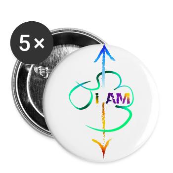 I AM - Lot de 5 grands badges (56 mm) - blanc - Devant