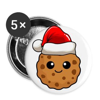 Cookies Noël BD Noël - Lot de 5 grands badges (56 mm) - blanc - Devant